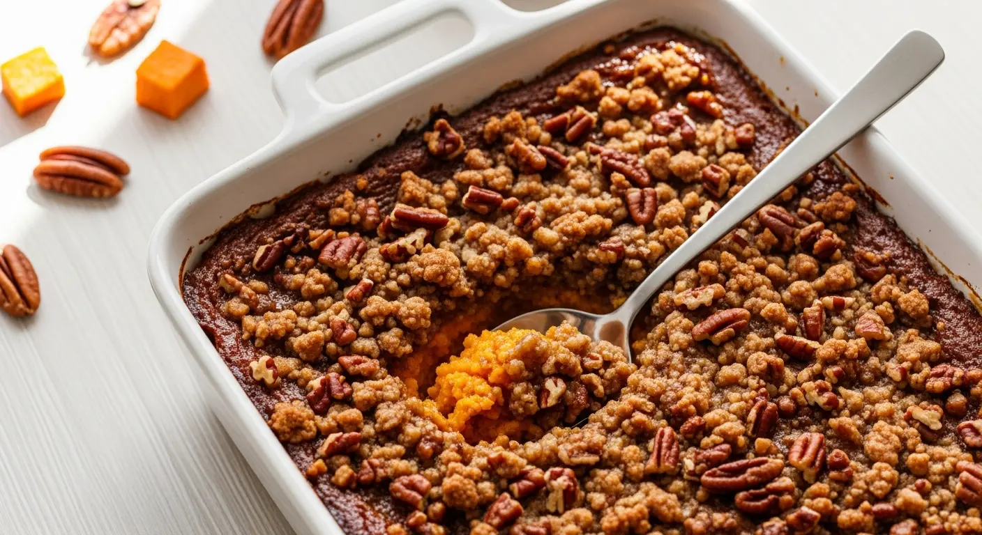 Sweet Potato Casserole with Crunchy Pecan Crumble Bliss