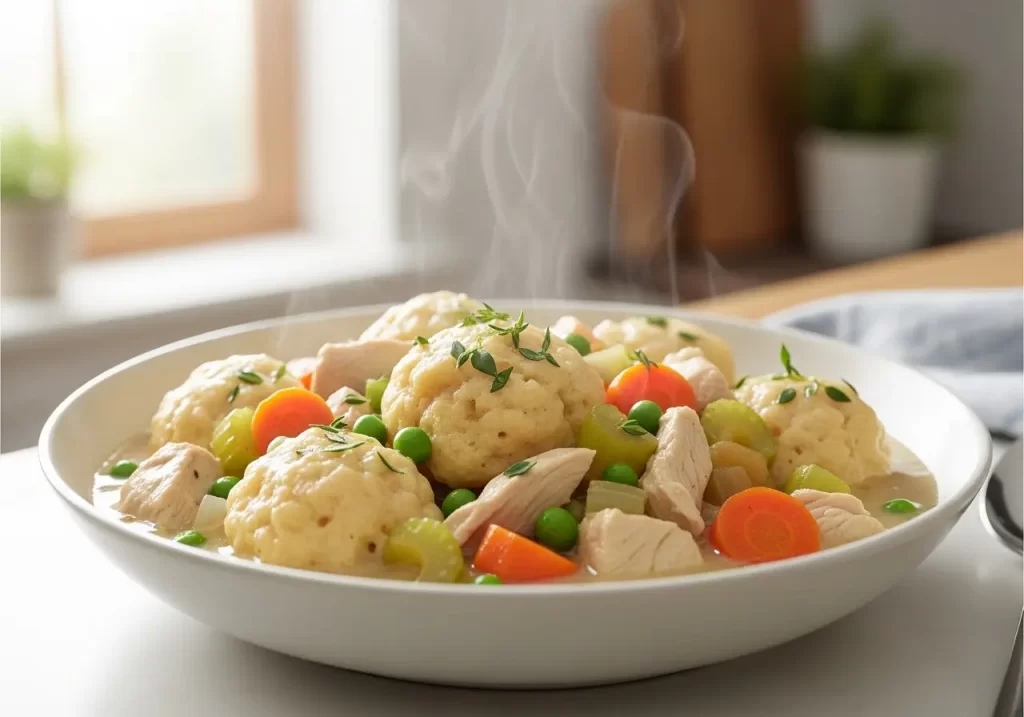 Creamy Chicken and Dumplings Made from Scratch