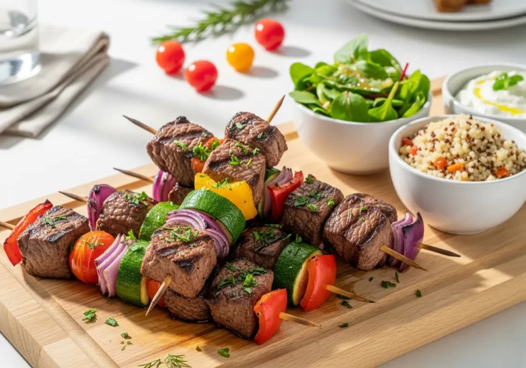 Classic Beef Kabobs Paired with Fresh Spring Veggies
