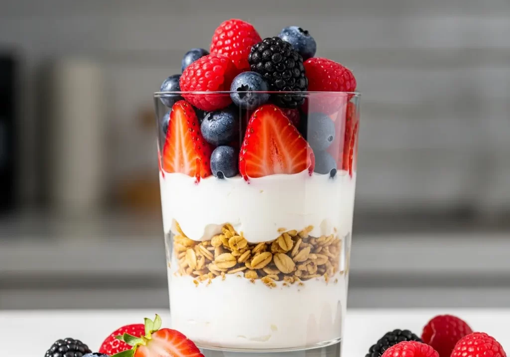 Greek Yogurt Parfait with Granola & Berries