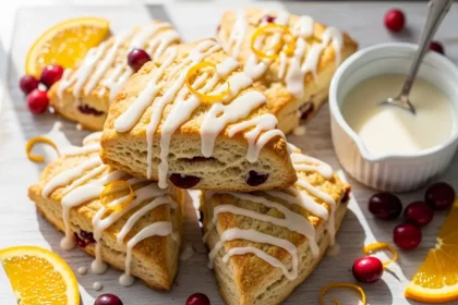 Zesty Cranberry Orange Scones Drizzled with Sweet Glaze