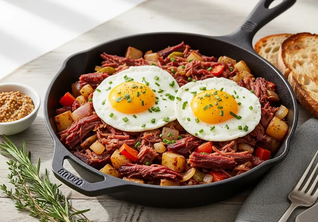 Brisket Corned Beef Hash with Eggs