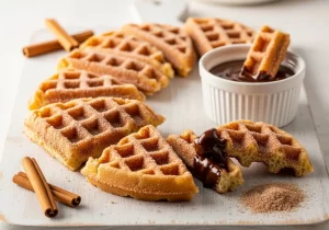 Churro Waffles Delight with Chocolate Dip