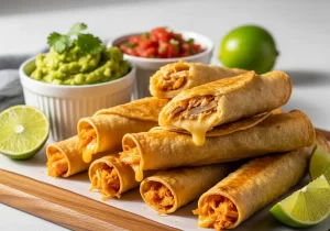 Crispy Taquitos with Shredded Chicken and Melty Cheese Delight