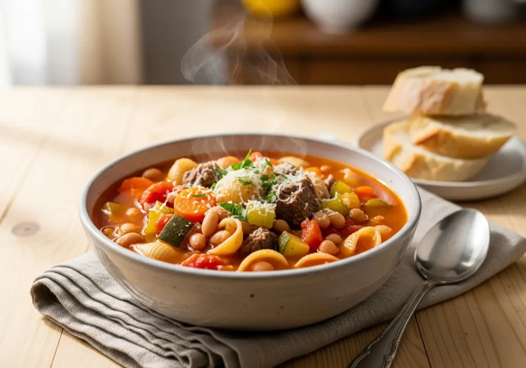Hearty Classic Beef Minestrone Soup