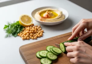 High Protein Hummus with Cucumber