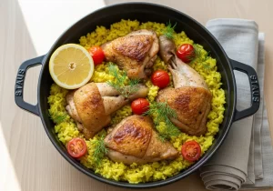 One-Pot Greek Chicken and Lemon Rice