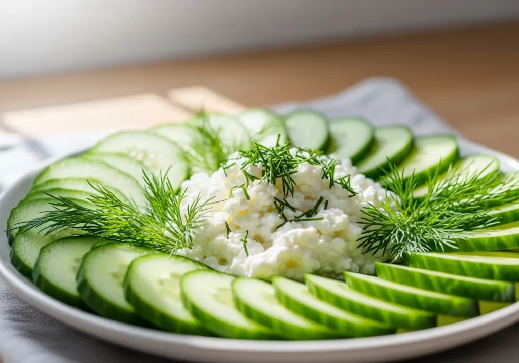 Refreshing Savory Cucumbers Cottage Cheese & Dill Delight