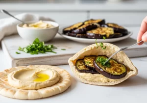 Roasted Eggplant & Hummus Pita Pockets