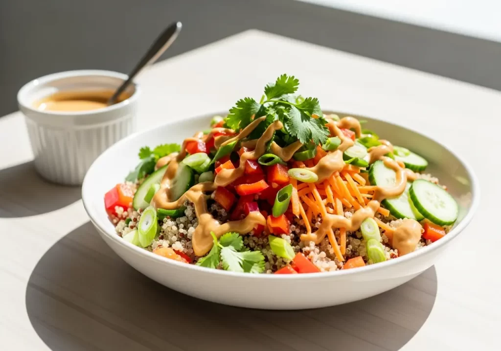 Thai Quinoa Salad with Creamy Peanut Dressing