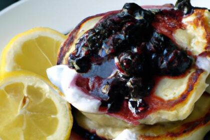 Zesty Lemon Ricotta Pancakes with Homemade Blueberry Compote