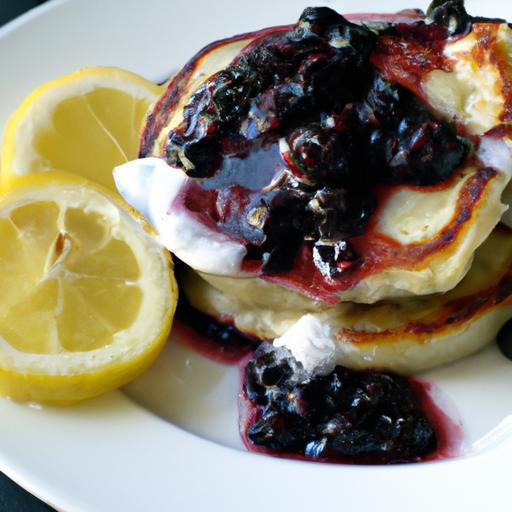 Zesty Lemon Ricotta Pancakes with Homemade Blueberry Compote