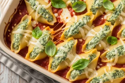 Creamy Spinach & Ricotta Shells Baked in Marinara Bliss