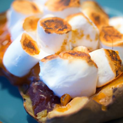Twice Baked Sweet Potatoes with Gooey Marshmallow Topping