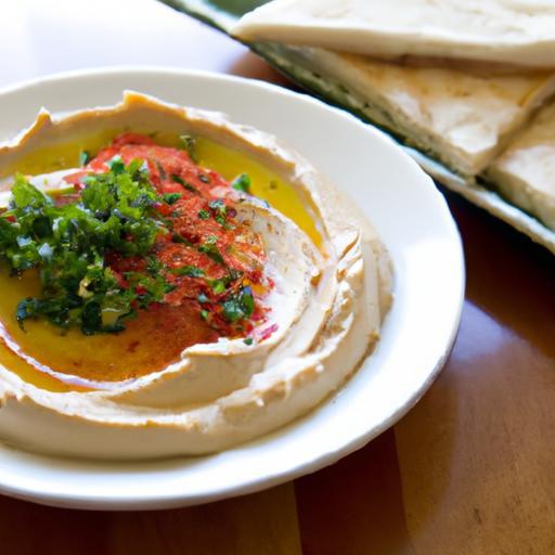 Zesty Homemade Red Pepper Hummus with Warm Pita Delight