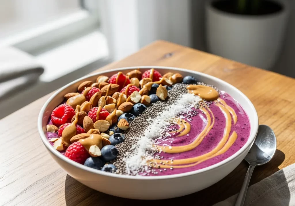 Berry Bliss: Nutty Almond Butter Smoothie Bowl Delight