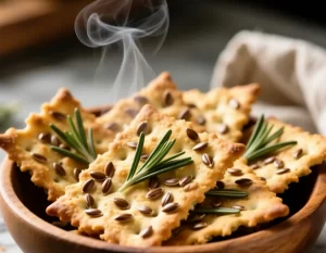Flaxseed Crackers Infused with Rosemary