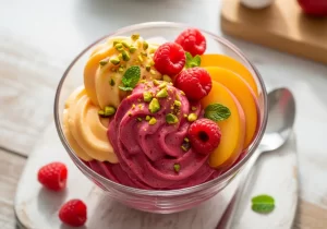 Peach & Raspberry Frozen Yogurt