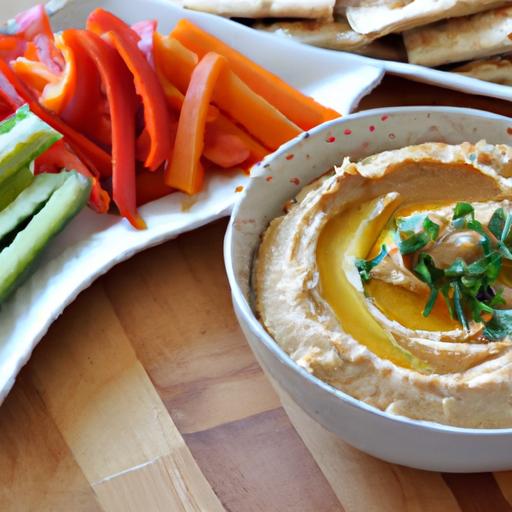 Zesty Homemade⁣ Red Pepper Hummus with Warm Pita Delight