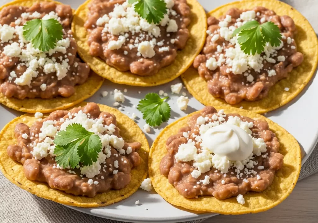 Crunchy Tostadas with Creamy Beans and Tangy Cotija Cheese