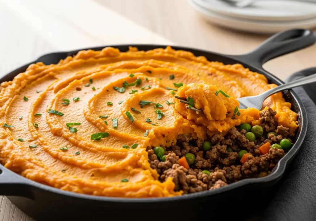 Hearty Sweet Potato Shepherd's Pie with Savory Ground Beef