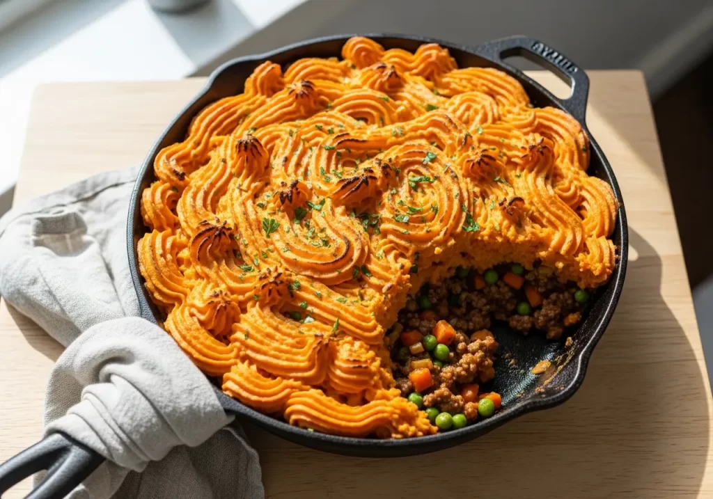 Sweet Potato Shepherd's Pie with Savory Ground Beef