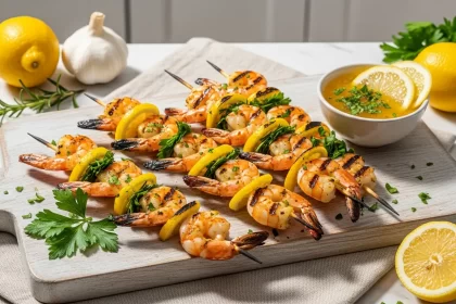 Zesty Lemon Garlic Shrimp Skewers: A Flavorful Feast