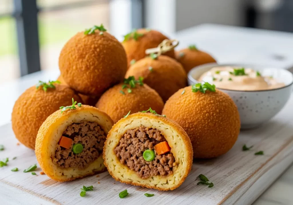 Crispy Potato Balls Stuffed with Savory Seasoned Beef