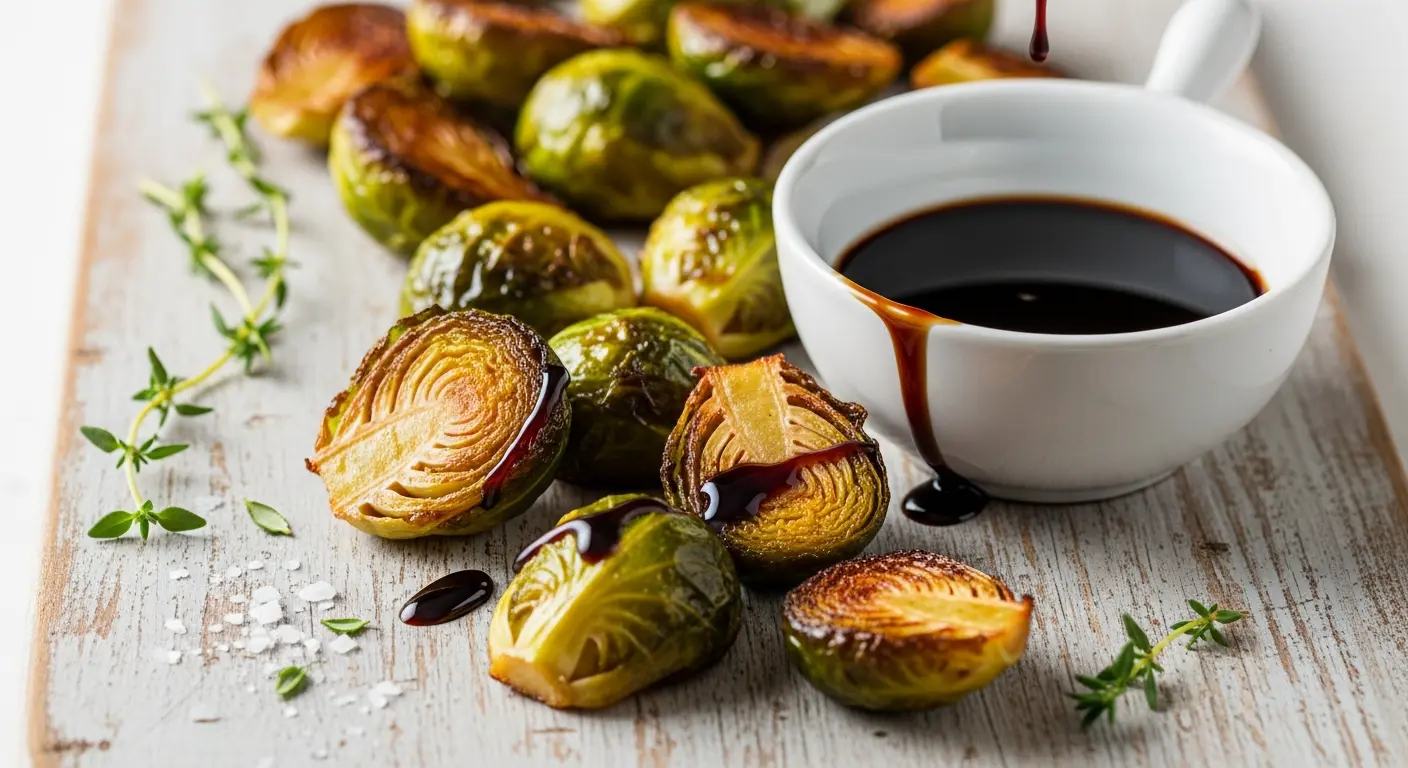 Crispy Roasted Brussels Sprouts with Tangy Balsamic Drizzle