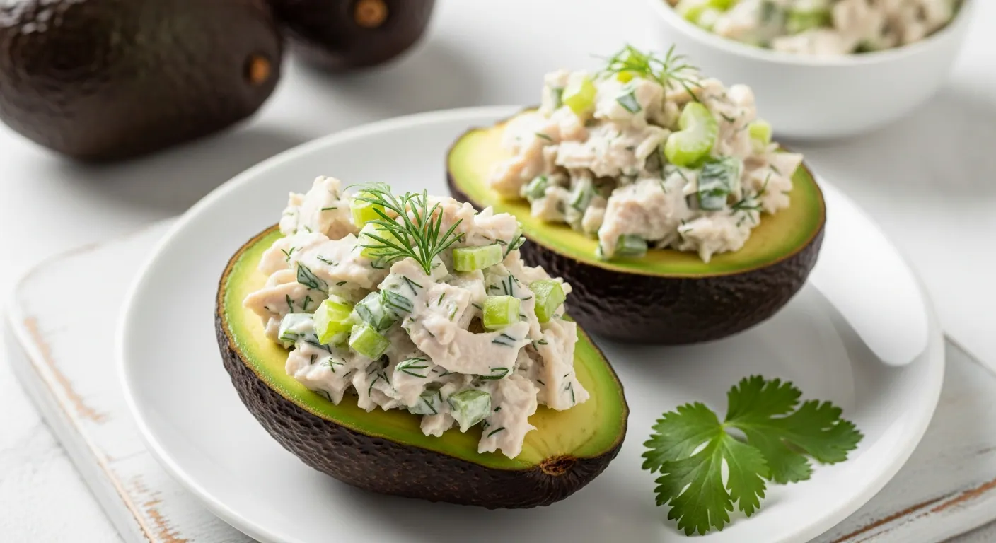 Delicious Mini Chicken Salad Stuffed Avocados