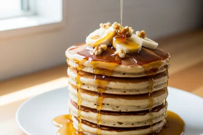 Fluffy Vegan Banana Pancakes: A Sweet Maple Delight