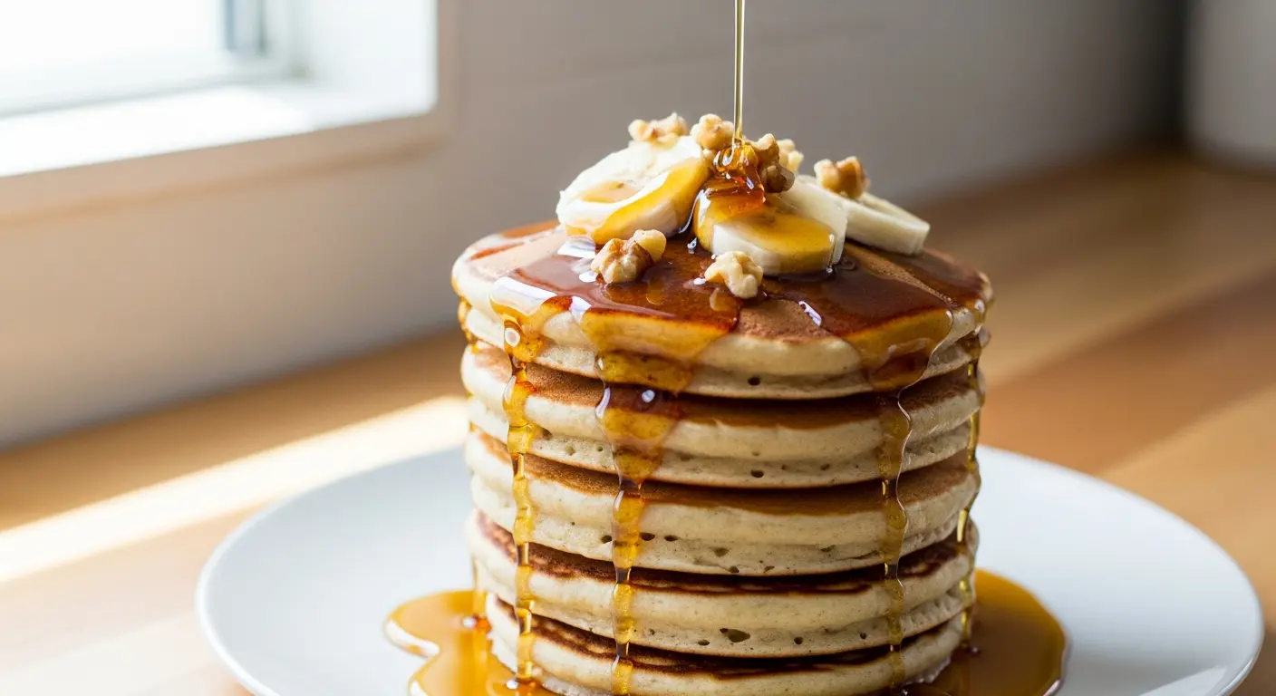 Fluffy Vegan Banana Pancakes: A Sweet Maple Delight