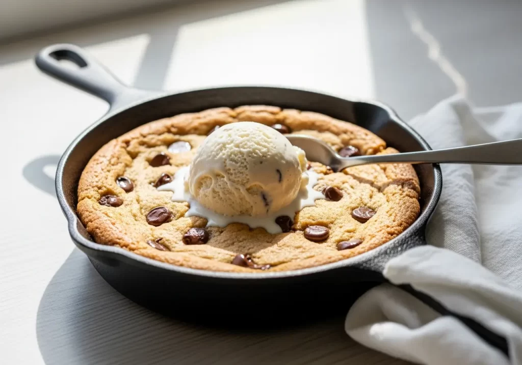 Gooey Gooey Chocolate Chip Skillet Cookie (Pizookie