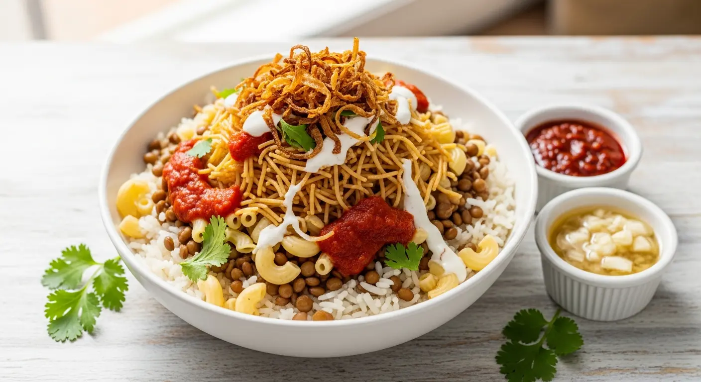 Koshari Delights: Egypt's Iconic Rice, Lentils & Pasta Dish