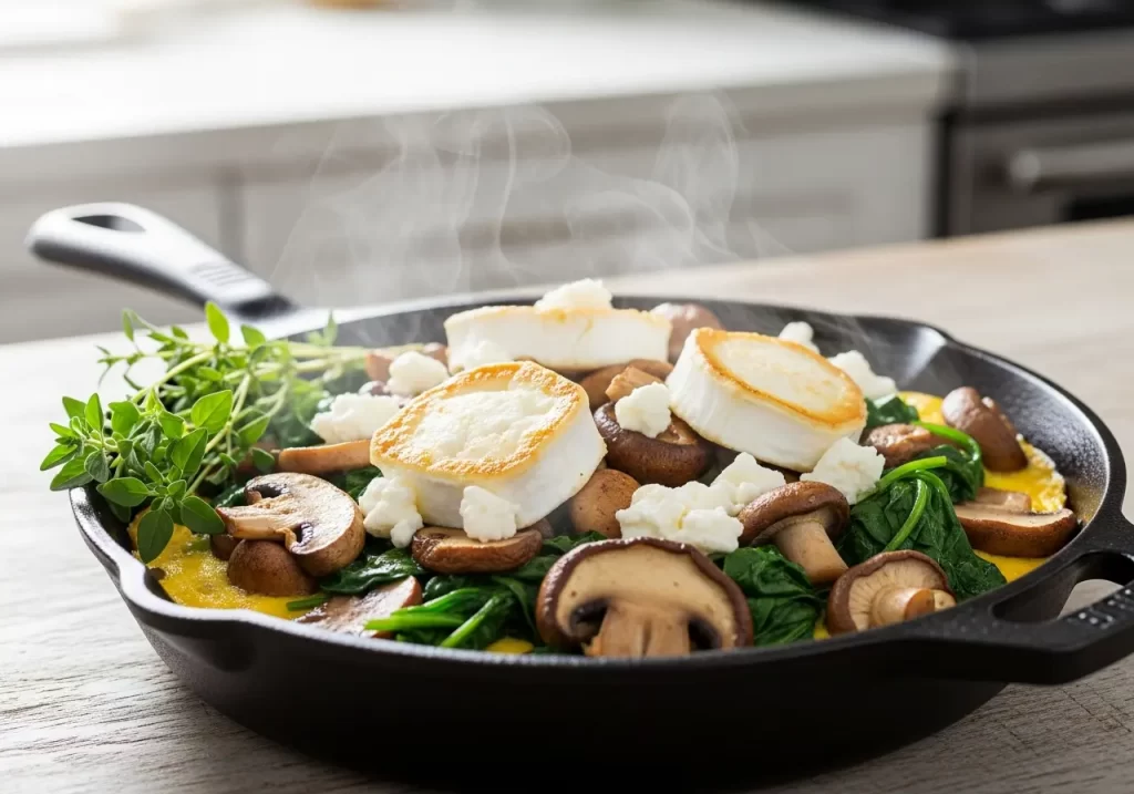 Mushroom & Spinach Skillet with Goat Cheese