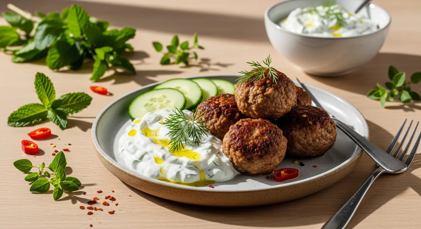Savory Greek Lamb Meatballs with Creamy Tzatziki Delight
