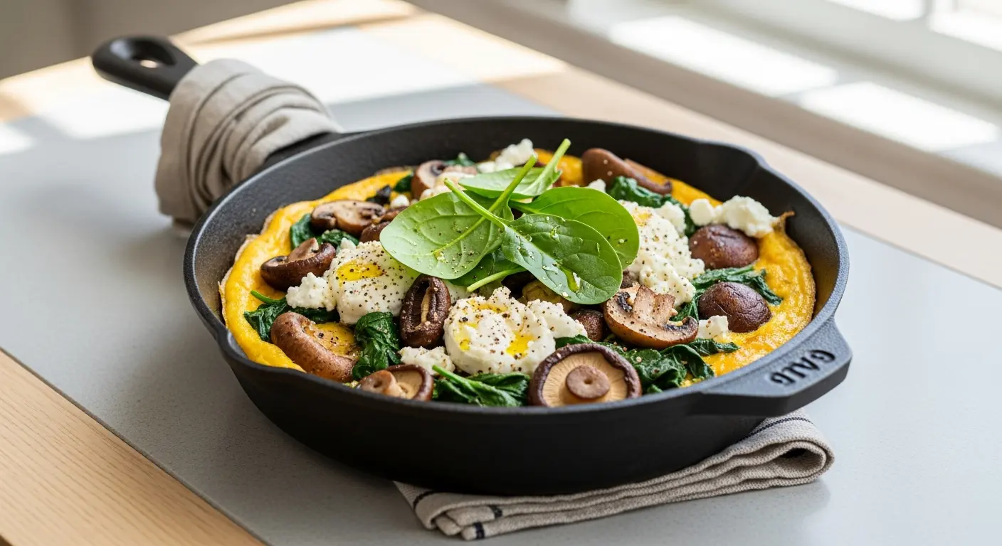 Mushroom & Spinach Skillet with Goat Cheese