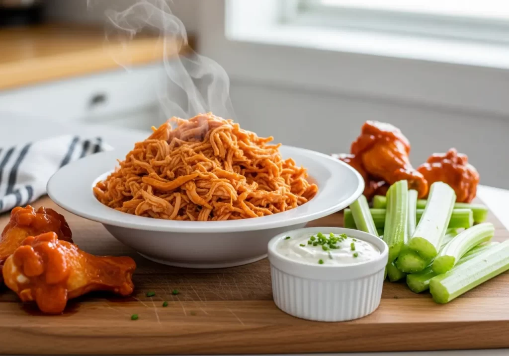 Tender Slow Cooker Shredded Buffalo Chicken