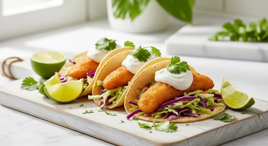 Zesty Fish Tacos with Creamy Lime Crema Slaw Recipe