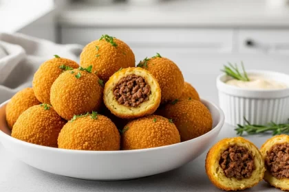Crispy Potato Balls Stuffed with Savory Seasoned Beef Delight