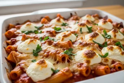 Deliciously Simple Baked Ziti with Ricotta & Mozzarella