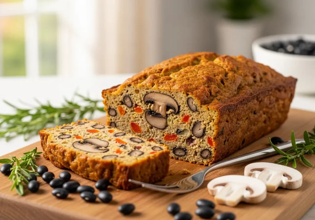 Hearty Mushroom & Black Bean Veggie Loaf