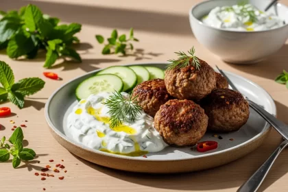 Savory Greek Lamb Meatballs with Creamy Tzatziki Delight