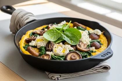 Mushroom & Spinach Skillet with Goat Cheese