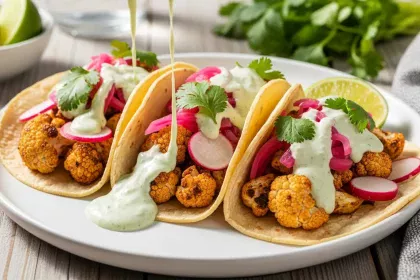 Zesty Cauliflower Tacos with Creamy Cilantro Lime Drizzle