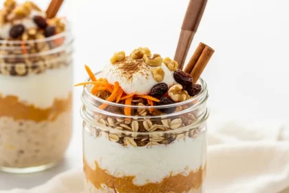 Cozy Carrot Cake Overnight Oats in a Jar