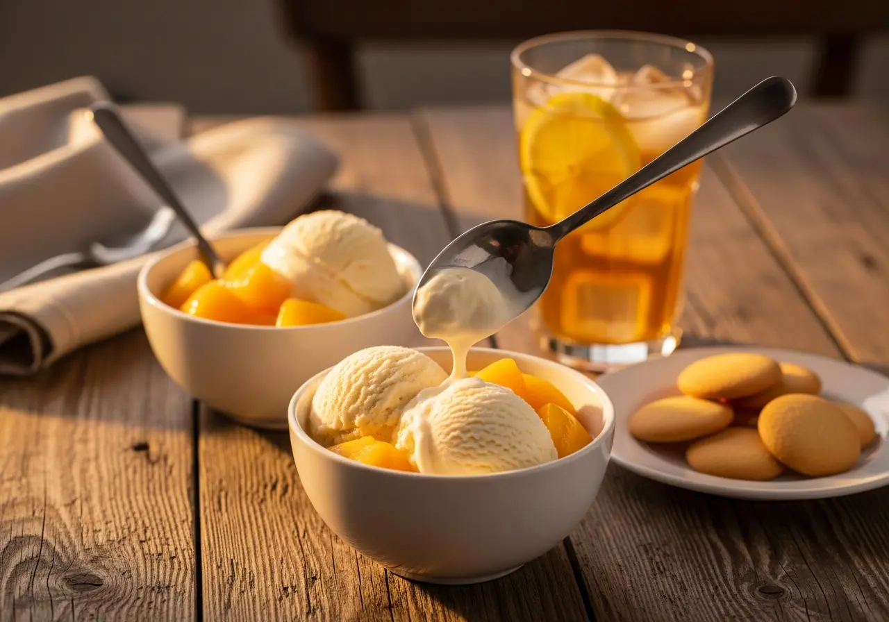 Two bowls of banana pudding ice cream served with extra wafers for a cozy dessert.
