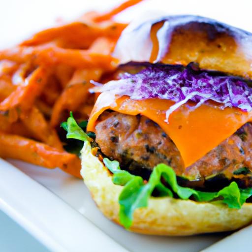 Savor Juicy Turkey Burgers Paired with Crispy Sweet Potato fries