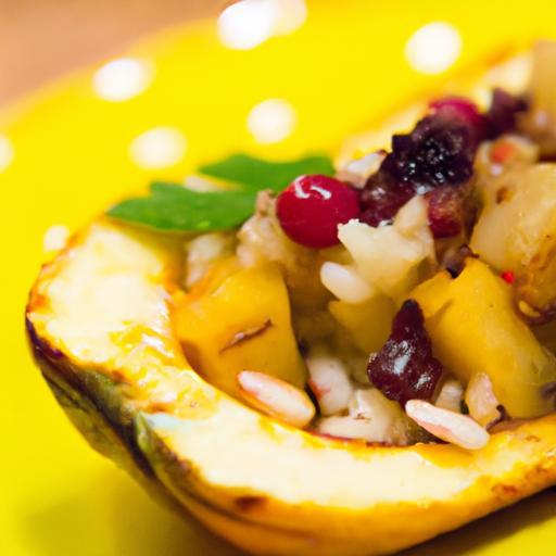 Autumn Delight: Stuffed Acorn Squash with Rice & Cranberries