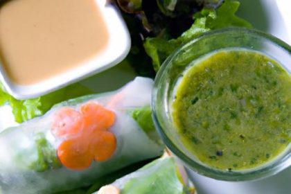 Fresh Vietnamese Spring Rolls Paired with Zesty Peanut Sauce
